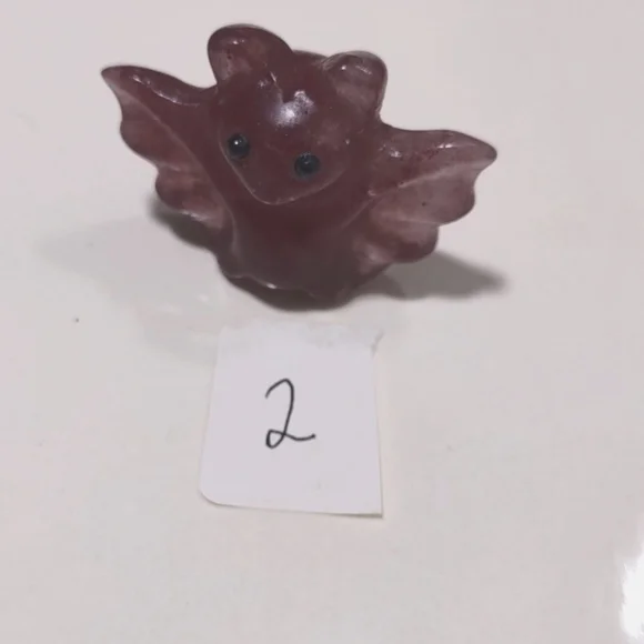 Strawberry Quartz Bat Carving Crystal Imperfections color Variations 1x1.5 - Picture 9 of 9